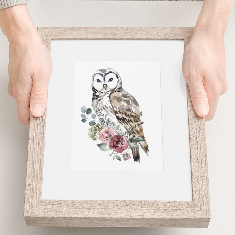Owl Watercolor Illustration Wall Art Print Poster Portrait Unframed - Picture 10 of 17